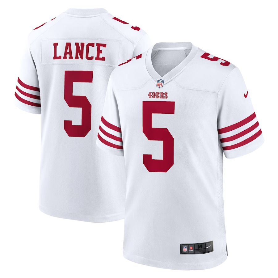 Men San Francisco 49ers #5 Trey Lance Nike White Team Game NFL Jersey->san francisco 49ers->NFL Jersey